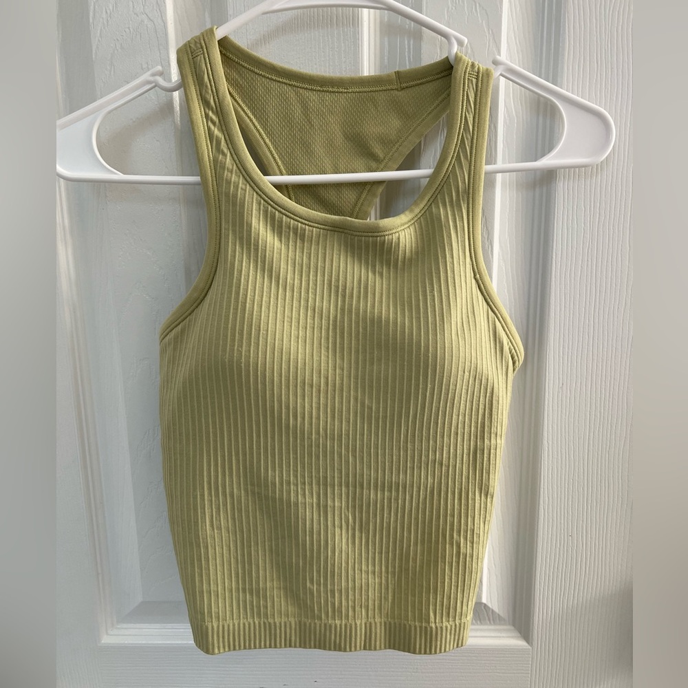 LULULEMON Light Green Sage Ribbed Tank Top Sports Bra